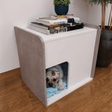 Mesa De Cabeceira Cama Pet Cães 45x45x40 Branco E Nude