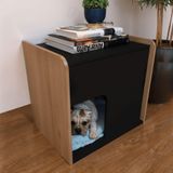Mesa De Cabeceira Cama Pet Cães 45x45x40 Preto E Madeirado