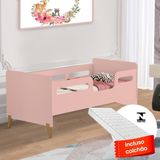Mini Cama Com Colchão Infantil Grades De Proteção Cecilia Vj Móveis Rosa