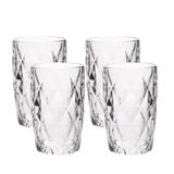 Jogo 4 Copos De Vidro Diamond Diamante Transparente Resistente 400ml Em Casa Tem