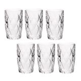 Jogo 6 Copos De Vidro Diamond Diamante Transparente Resistente 400ml Em Casa Tem