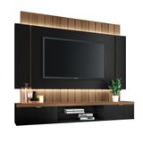 Painel Home Suspenso 1.8 Shawn Para Tv Até 55 Mdp/mdf Com Fita Led Preto/castanho G26 - Gran Belo
