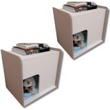 Kit 2 Mesa De Cabeceira Cama Pet Cães 45x45x40 Branco E Nude