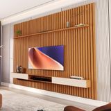 Painel Ripado Com Nicho Suspenso Para Tv Até 75 Polegadas 2.2 Nature Off White Versátil Giga Móveis