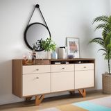 Buffet Aparador Noeli Com Bandeja Lateral Pés Em Madeira Mdp/mdf Castanho/off White G26 - Gran Belo