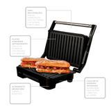 Grill Sanduicheira Mallory Chefpro 900w Black Inox Antiaderente Com Coletor Gordura - 110v