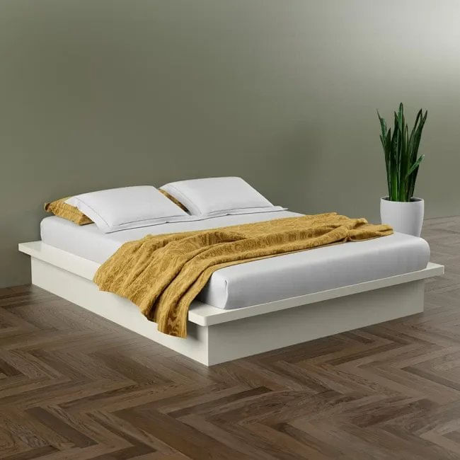 Cama Casal Baixa Sem Cabeceira 100% Mdf Off White