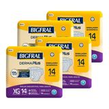 Fralda Geriátrica Bigfral Derma Plus Tamanho Xg - 4 Pacotes Com 14 Fraldas - Total 56 Tiras