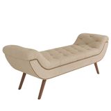 Puff Recamier Calçadeira 140cm Pés Palito Madeira Venêto P02 Boucle Bege - Mpozenato