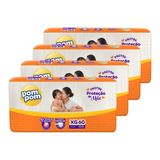 Fralda Descartável Pom Pom Derma Protek Tamanho Xg - 4 Pacotes Com 60 Fraldas - Total 240 Tiras