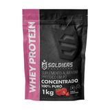 Whey Protein Concentrado 1kg - 100% Morango - Importado - Soldiers Nutrition