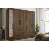 Guarda Roupa Casal 8 Portas (2 C/ Espelho) E 6 Gavetas C/ Pés Master 8.6 Jatobá - Santos Andirá