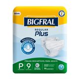 Fralda Geriátrica Bigfral Plus Regular Tamanho P - 8 Pacotes Com 9 Fraldas - Total 72 Tiras