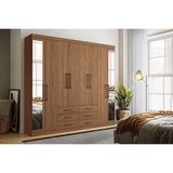Guarda Roupa Casal 8 Portas (2 C/ Espelho) E 6 Gavetas Master 8.6 Jatobá - Santos Andirá
