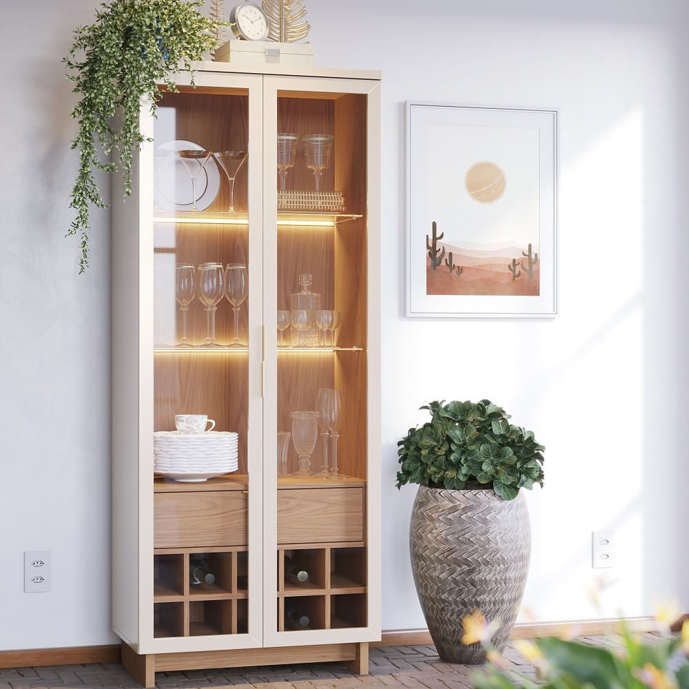 Cristaleira 2 Portas Led E Vidro Guanabara Colibri