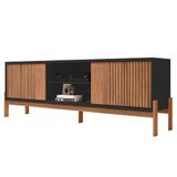 Rack Para Sala Bancada De Tv 72 Pol Ripado 184cm Tannen Buriti/off White - Caemmun