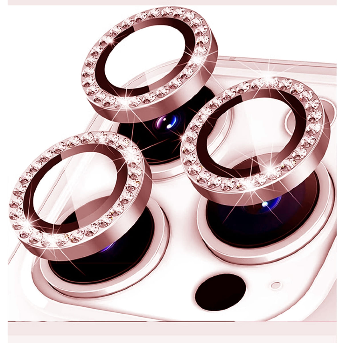 Kit 3 Película Lente Câmera Strass Brilho Compatível Com Iphone 16 Pro Max Tela 6.9 Proteção