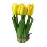 Arranjo De Flor 7 Tulipas Artificial 19Cm - Lily - Amarelo