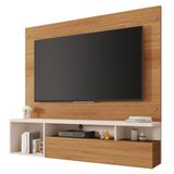 Painel Para Tv 55 Pol Com Bancada Suspensa 136cm Brasil Freijó/off White - Caemmun