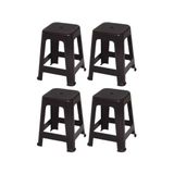 Kit 4 Banqueta Plástico Empilhável Cozinha Preto Mor