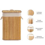 Cesto De Roupa Suja Em Bambu Com Tampa Banheiro E Lavanderia