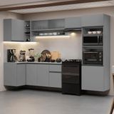Armário De Cozinha Completa De Canto Suspenso 385cm Cinza Nice Madesa 01