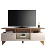 Rack Bancada Essenza 1.6 Off White/castanho Para Tv Até 60 - Hb Móveis