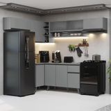 Armário De Cozinha Completa De Canto 405cm Nice Madesa 05 Cinza