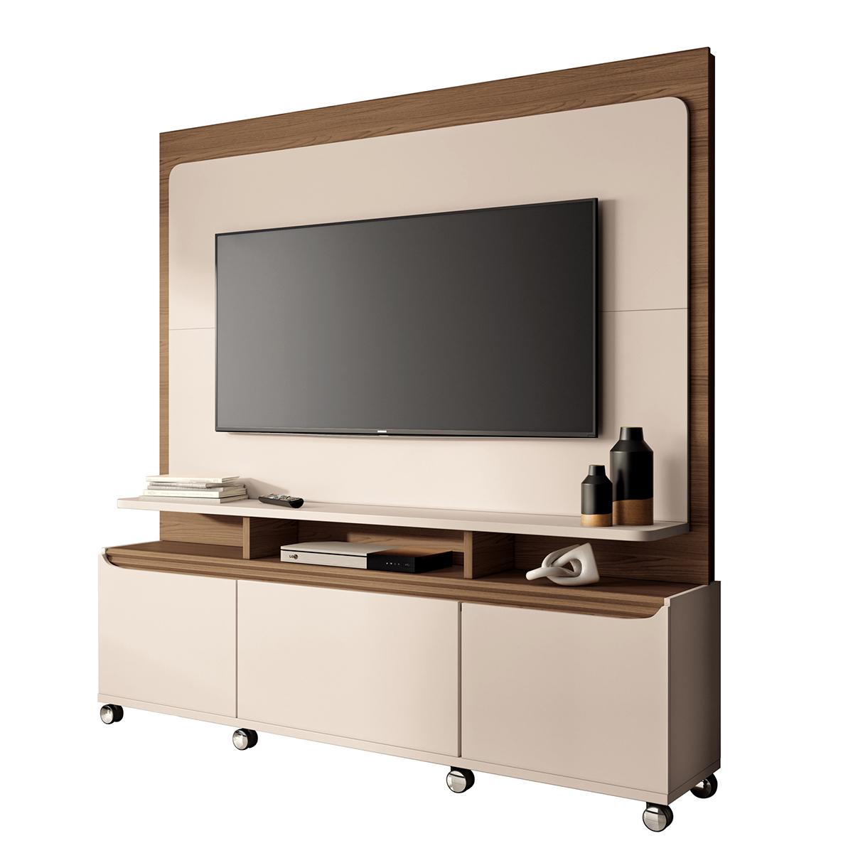 Home Painel Theater Quantum Sala Tv Até 70 Polegadas Off White/castanho