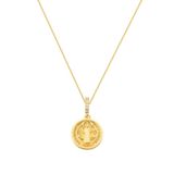 Colar Medalha São Bento Luxo Com Zirconias Banhado Em Ouro 18k - 1,5 Cm - Pequeno Cordão