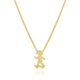Colar Com Pingente De Filho Menino No Skate Com Zirconias Banhado Em Ouro 18k Cordão Mãe Filhos