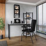 Home Office Fit Com Prateleira Preto Branco 4