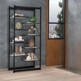 Estante Estilo Industrial Moderna Innovare Com 8 Prateleiras Preto-branco