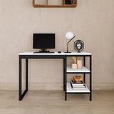 Home Office Slim Com Prateleiras Práticas Mdf Preto E Branco