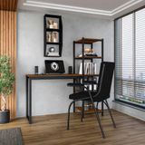 Home Office Fit Com Prateleira Preto Canela Rustico 4