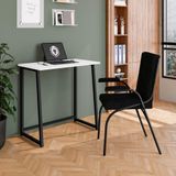 Mesa De Estudo Portátil Quarto Sala Dobrável Em Aço Fit Preto-branco