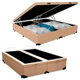 Cama Box Baú King Bipartido Sintético Sereneprime 192x203x44 Bege