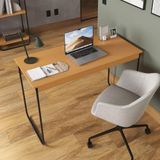 Mesa Escrivaninha Home Office Aço E Madeira Criare Canela