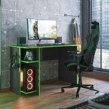 Mesa Para Escritorio E Gamer Preto Fosco Verde