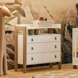 Comoda 3 Gavetas Com Nicho Fantasia Branco Acetinado