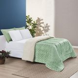 Coberdrom Estampado Sherpa E Flannel Petit Poá Solteiro 01 Peça Manta Alta 150g - Salvia