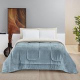 Coberdrom Sherpa E Flannel Everest Queen Manta Alta 150g 01 Peça - Quartzo Azul