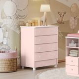 Comoda 4 Gavetas Doce Sonho Rosa Acetinado