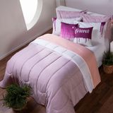 Kit Edredom Linho Colorido Casal Queen 7 Peças Rosa