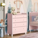 Comoda Com Trocador Doce Sonho Rosa Acetinado