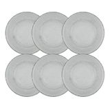 Conjunto 6 Pratos Raso Vidro Transparente Forjado 22cm