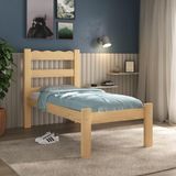 Cama De Solteiro Madeira Maciça Com Colchão Incluso Multimóveis Cr35256 - Natural