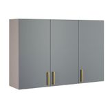 Armário Aéreo Triplo Itatiaia Essence Com 3 Portas 3 Prateleiras E 120cm De Largura Fendi E Gris