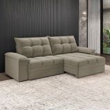 Sofá 4 Lugares Luizzi Besthouse Califórnia Slim Soft Com Assento Retrátil E Reclinável, Revestido Em Suede - 260cm De Largura