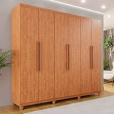 Guarda-roupa Casal 6 Portas 4 Gavetas Com Pés Atlanta Cinamomo